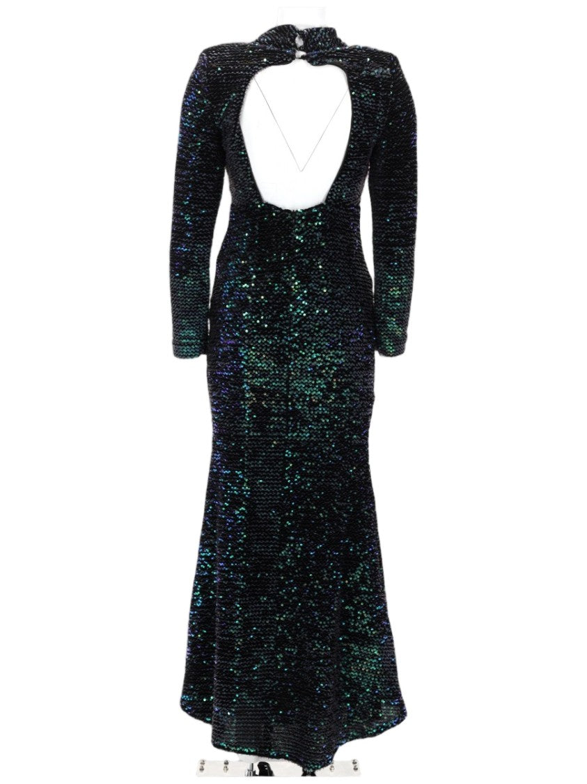 Joshe Floor-Length Sequin-Embellished Fitted Dress
