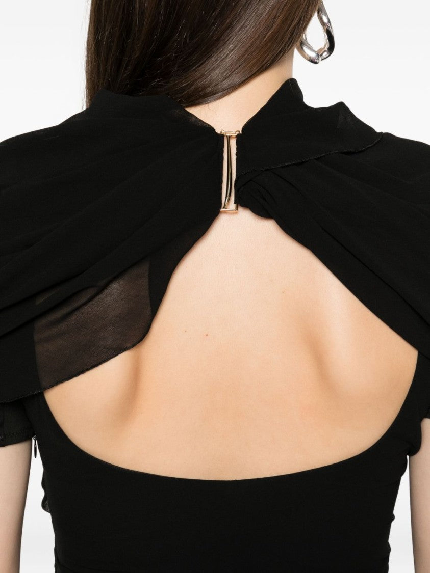 Jacquemus Black High Neck Draped Short Dress
