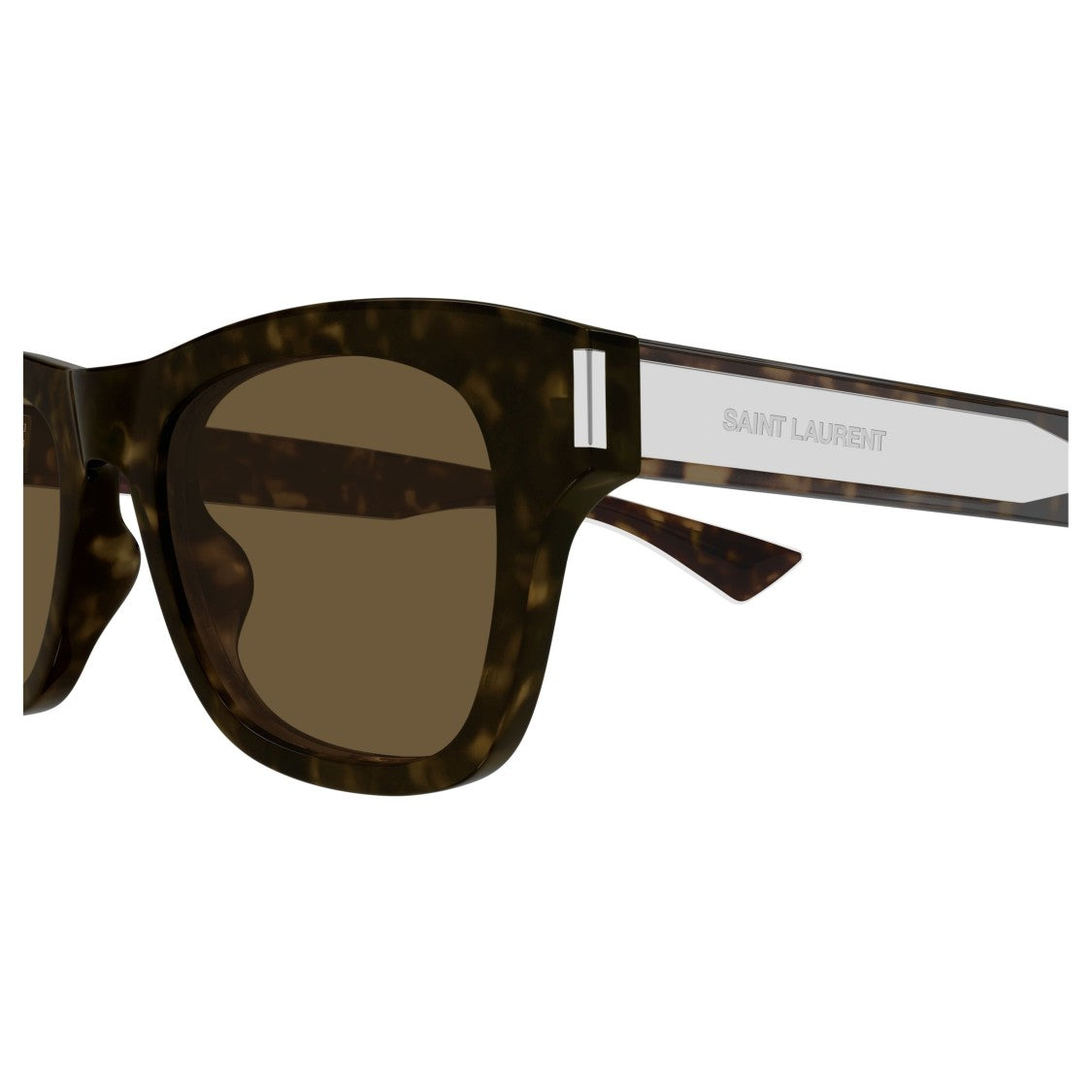 Saint Laurent Rectangular Tortoiseshell Sunglasses With Subtle Branding