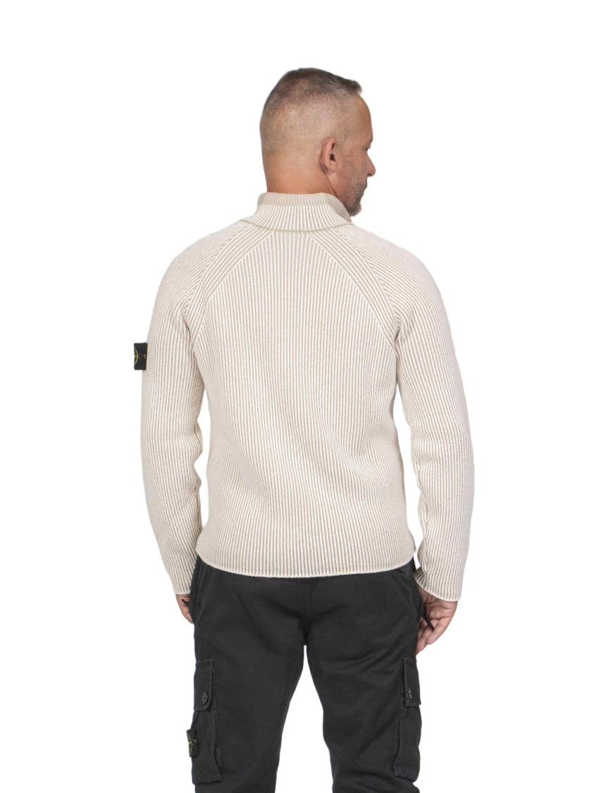 Stone Island Raglan Sleeves Half-Zip Ribbed Knit Pullover
