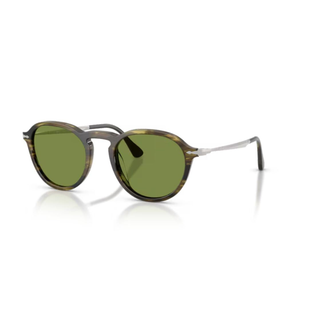 Persol 0Po3383s Round Green Lens Tortoiseshell Acetate Sunglasses