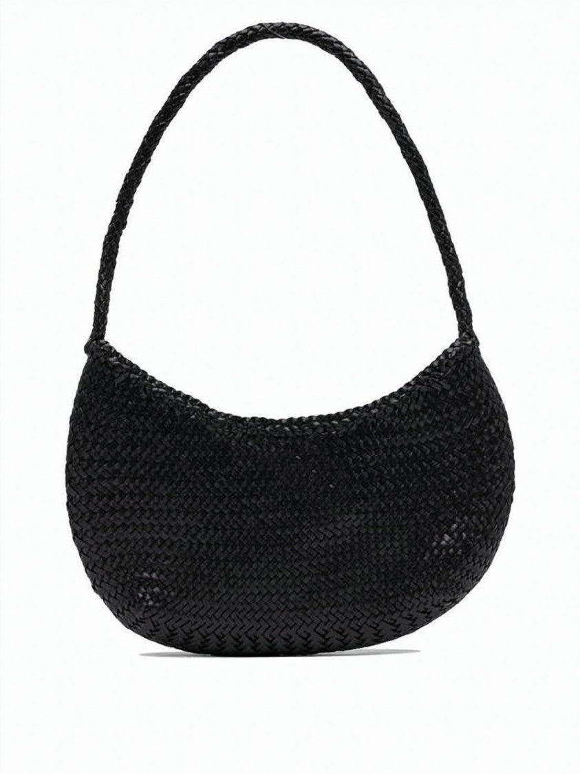 Dragon Diffusion Crescent-Shaped Woven Leather Shoulder Bag