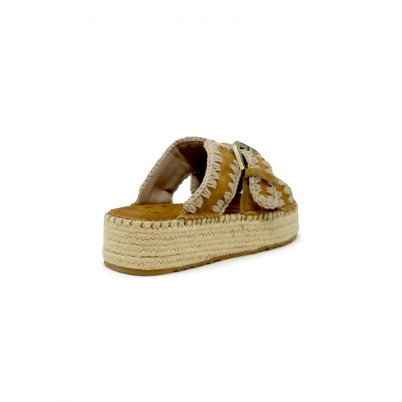 Mou Sw641003a Jute Cognac Suede Sandals