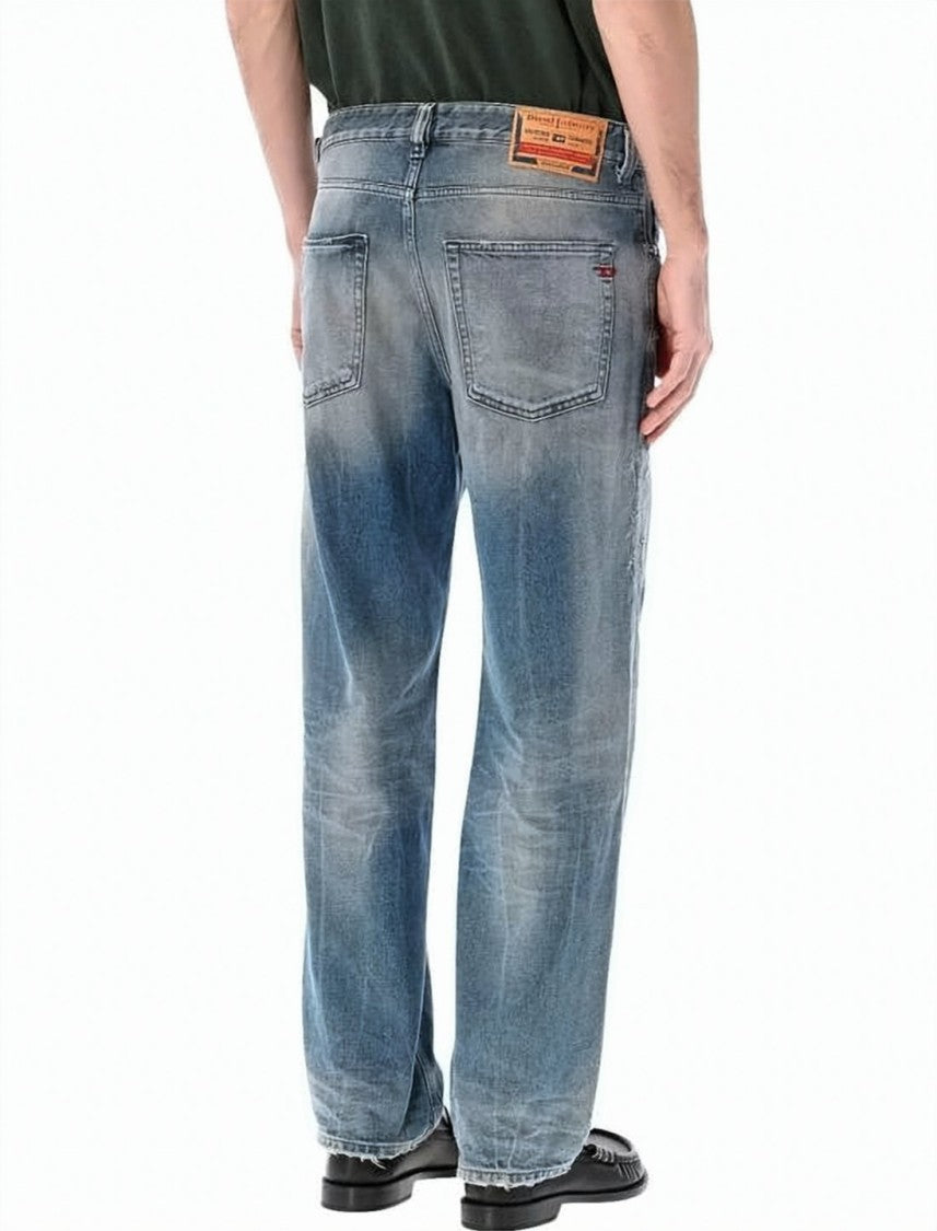 Diesel Relaxed Fit Denim Pants With Faded Wash