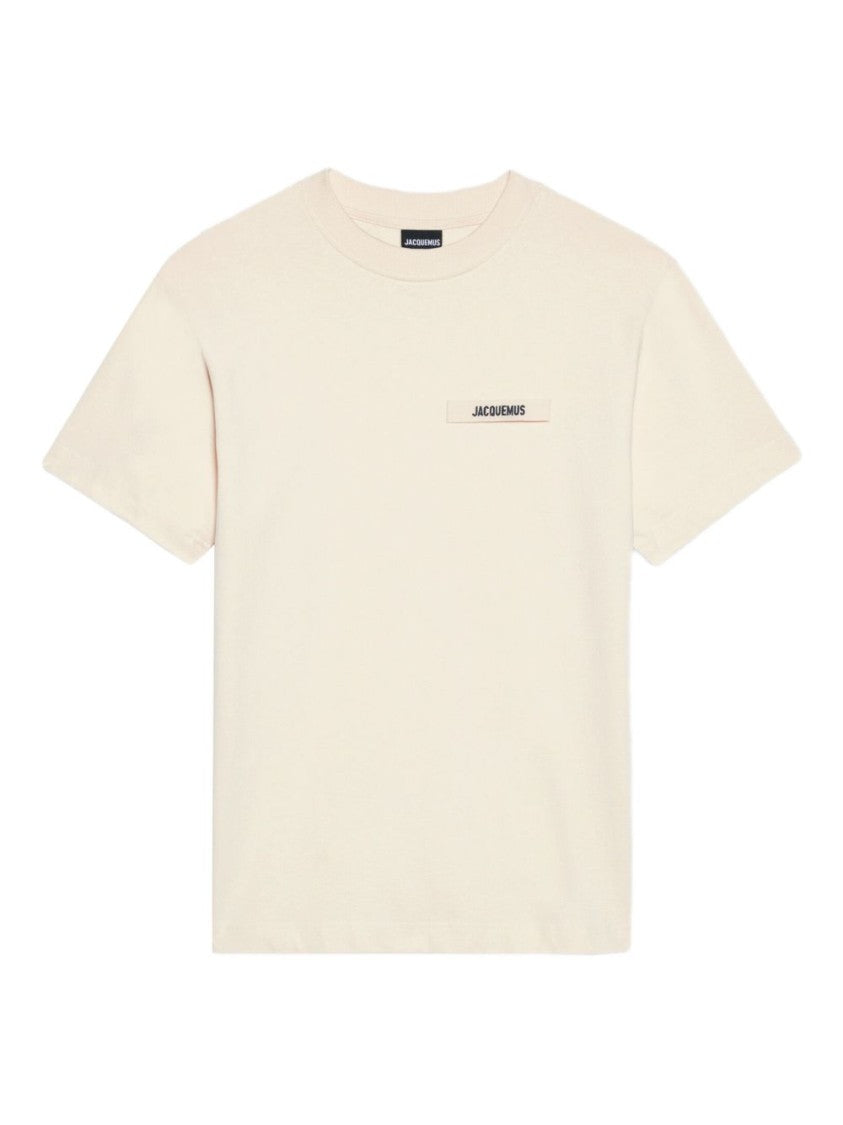 Jacquemus Beige Short Sleeve Crew Neck Silk T-Shirt