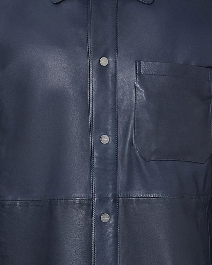 Peuterey Oriental Blue Leather Jacket
