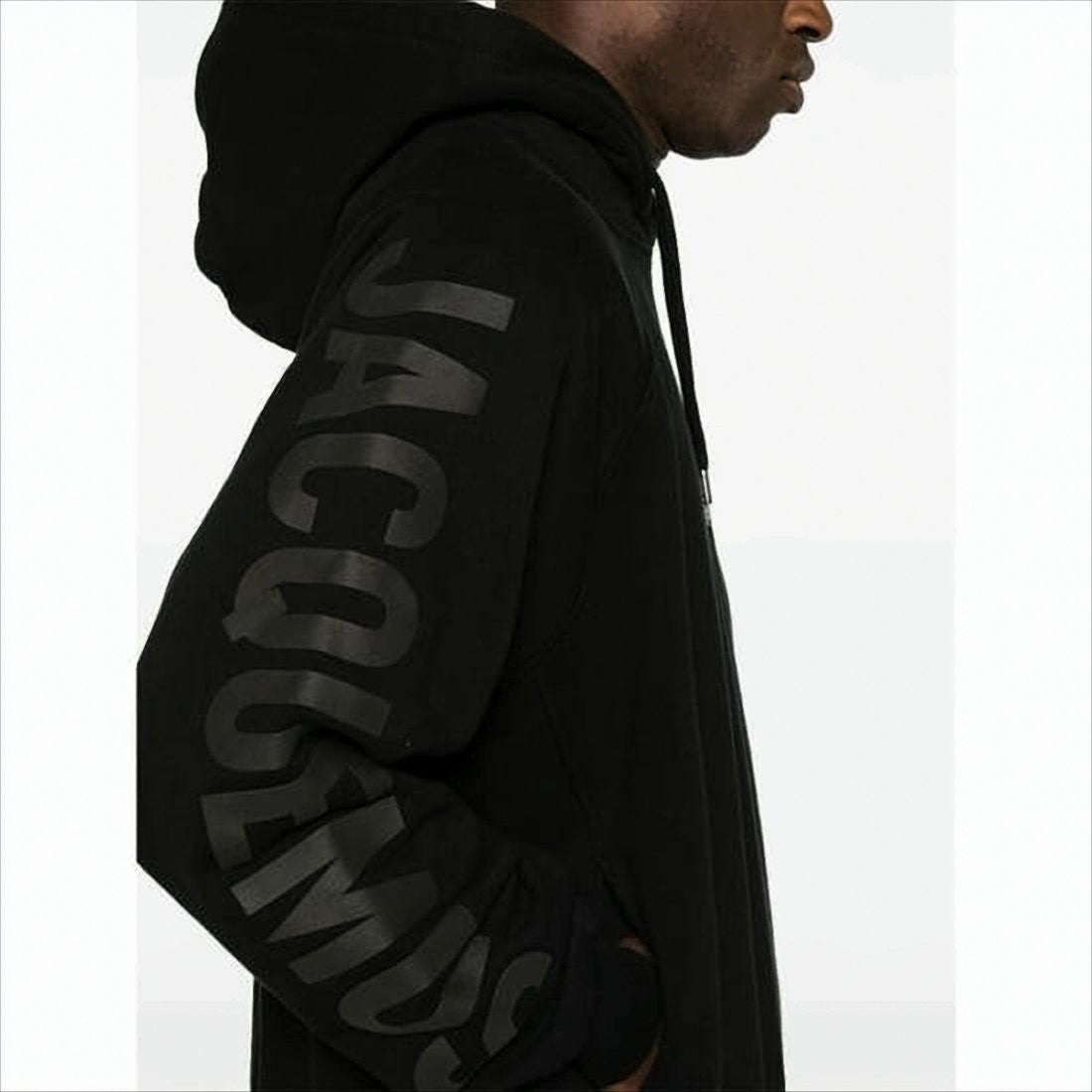 Jacquemus Relaxed Fit Black Cotton Hoodie With Tonal Logo