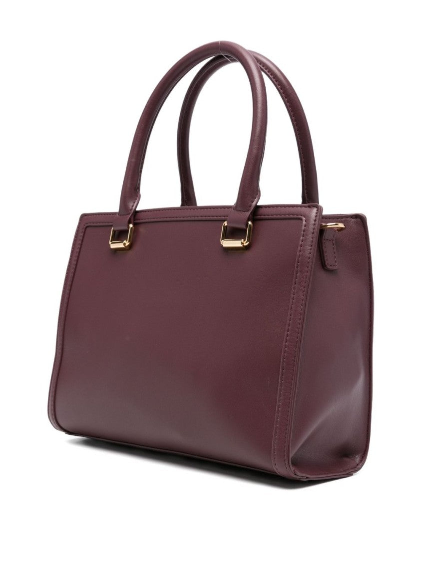 Love Moschino Structured Bordeaux Handbag With Gold Accents