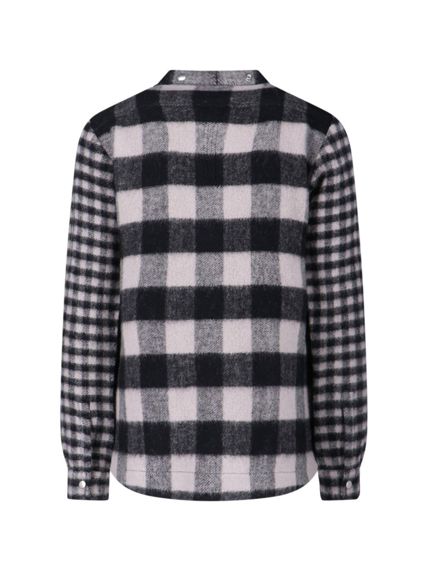 Rick Owens Checked Shirt With V-Neckline And Snap Button Closure