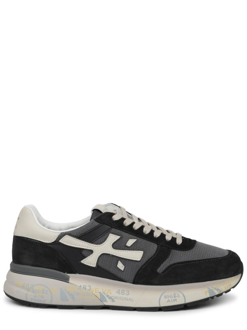 Premiata Black Mick Mixed Texture Printed Sole Sneakers