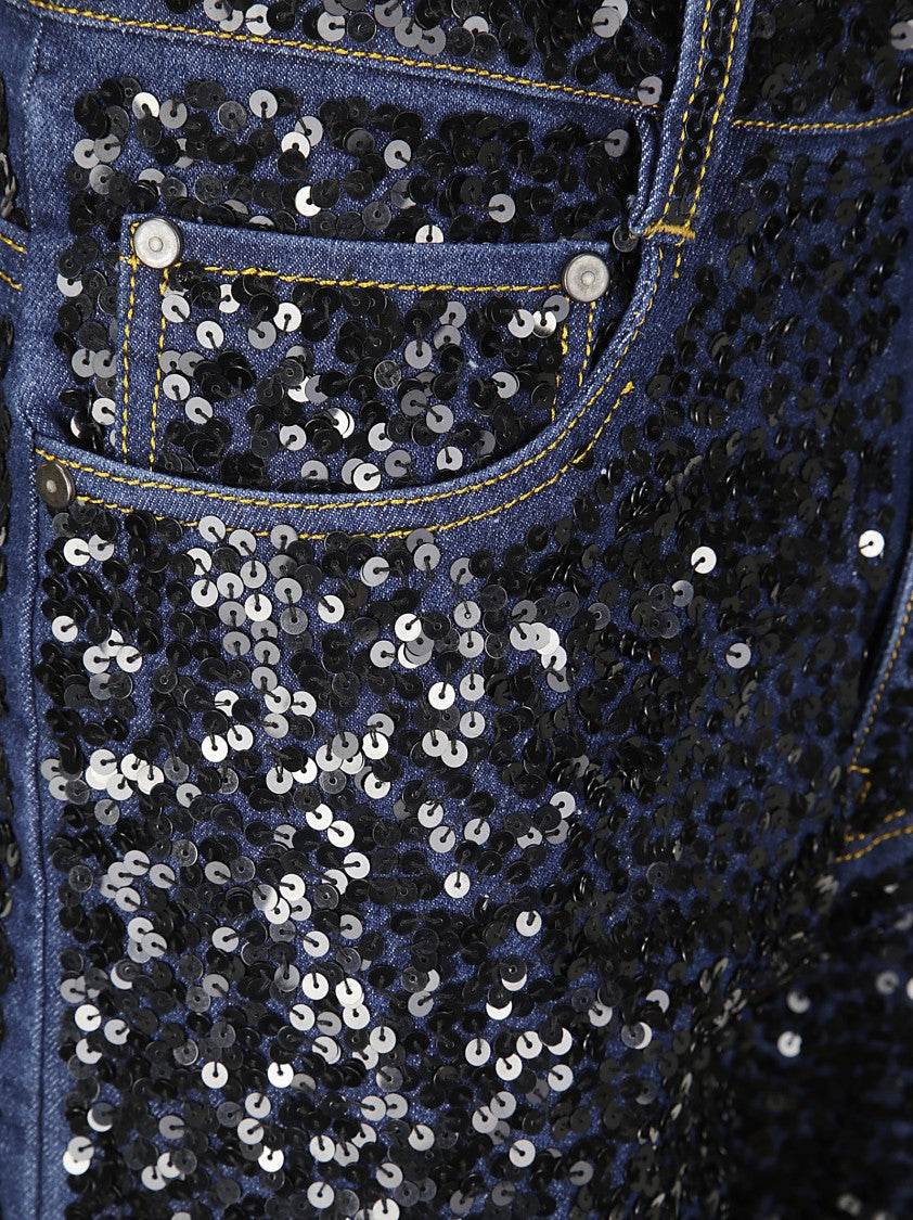 P.A.R.O.S.H. Straight Sequin Jeans