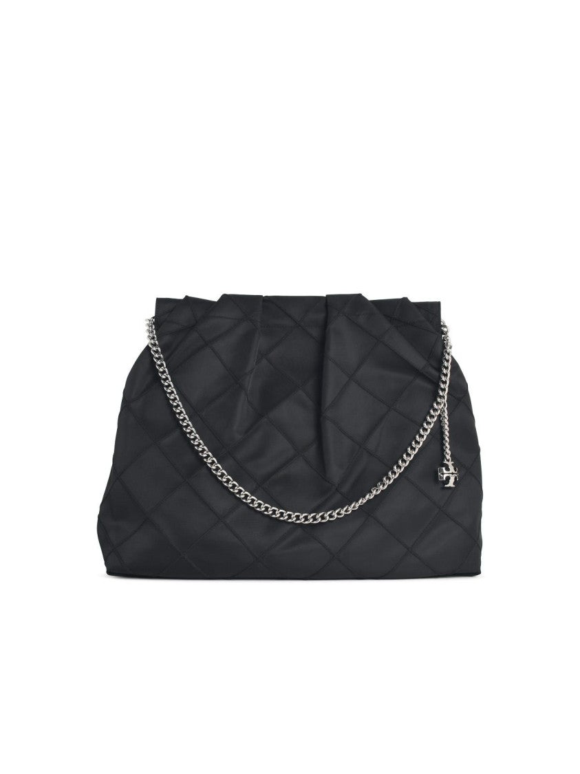 Tory Burch 'Fleming' Large Black Nylon Hobo Bag