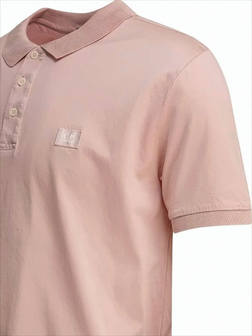 C.P. Company Ribbed-Collar Polo Shirt In Soft Pink