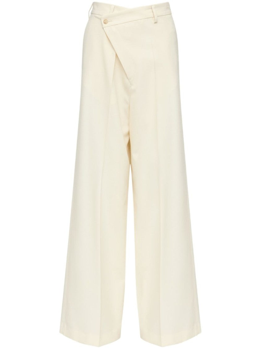 Mm6 By Maison Margiela Light Beige Trousers With Off-Centre Fastening