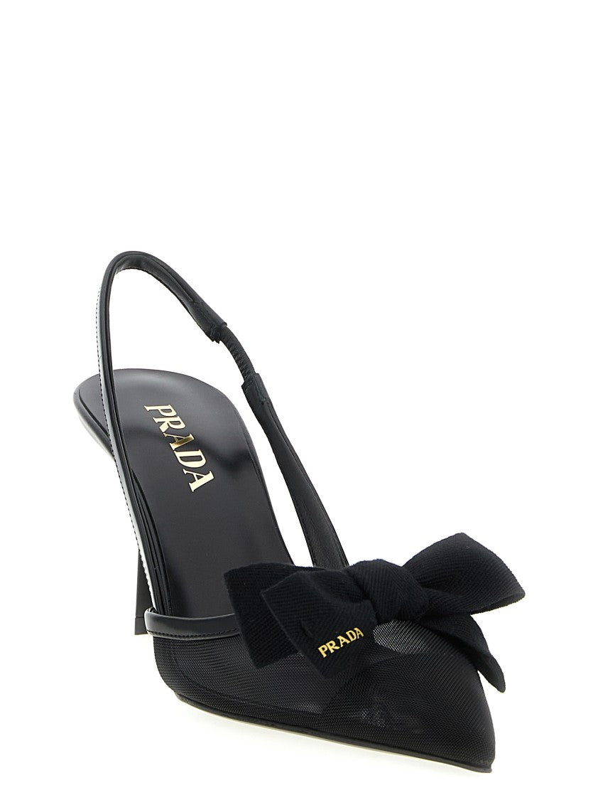 Prada Mesh Slingback With Bow