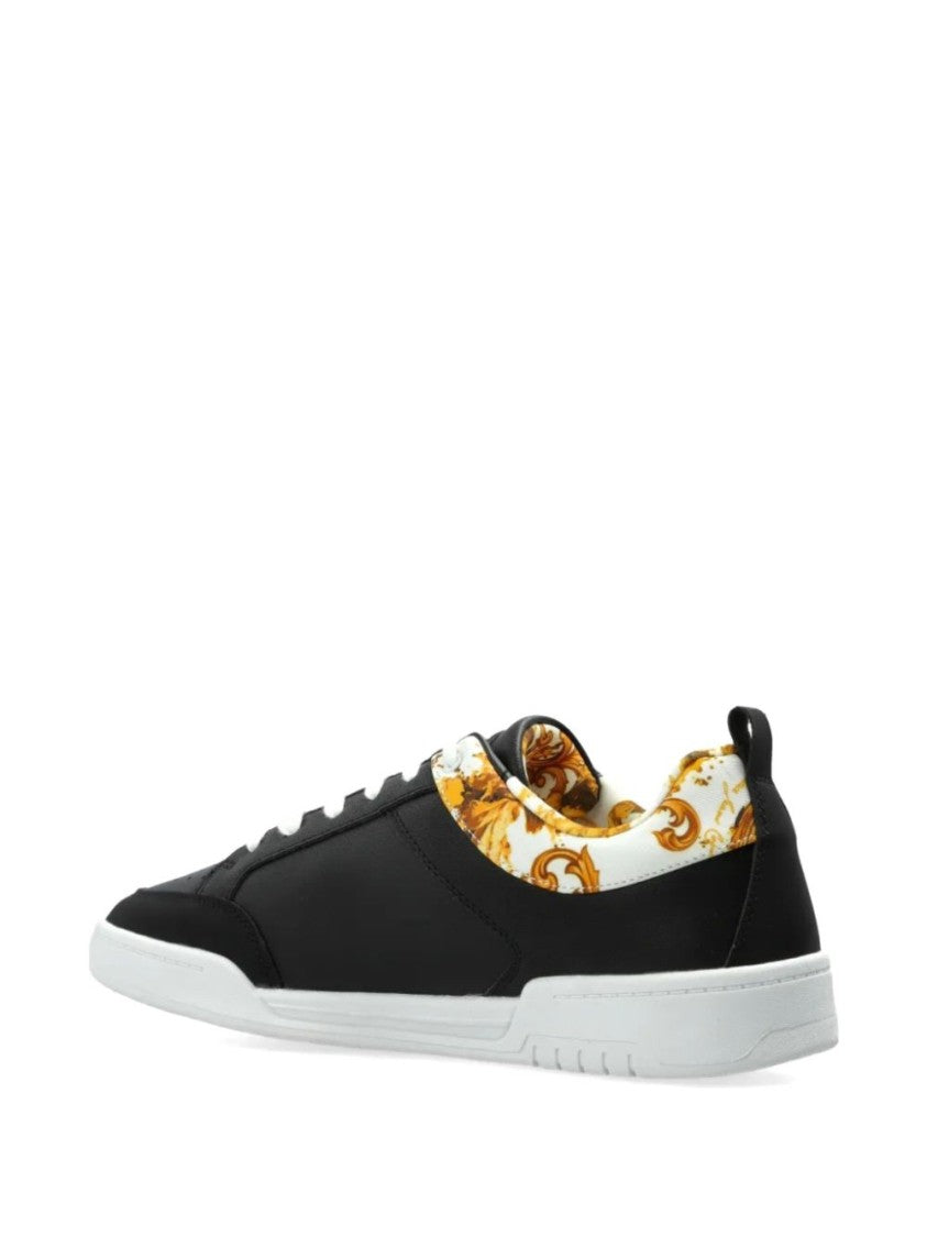Versace Jeans Couture Black Baroque Detail Classic Sneakers