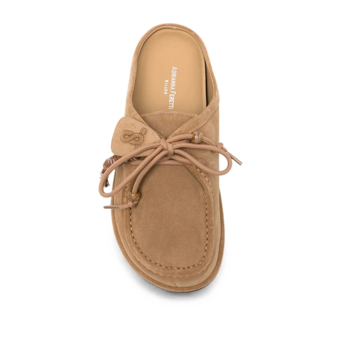Adrianna Feretti Beige Wedge Lace Bow Suede Mules