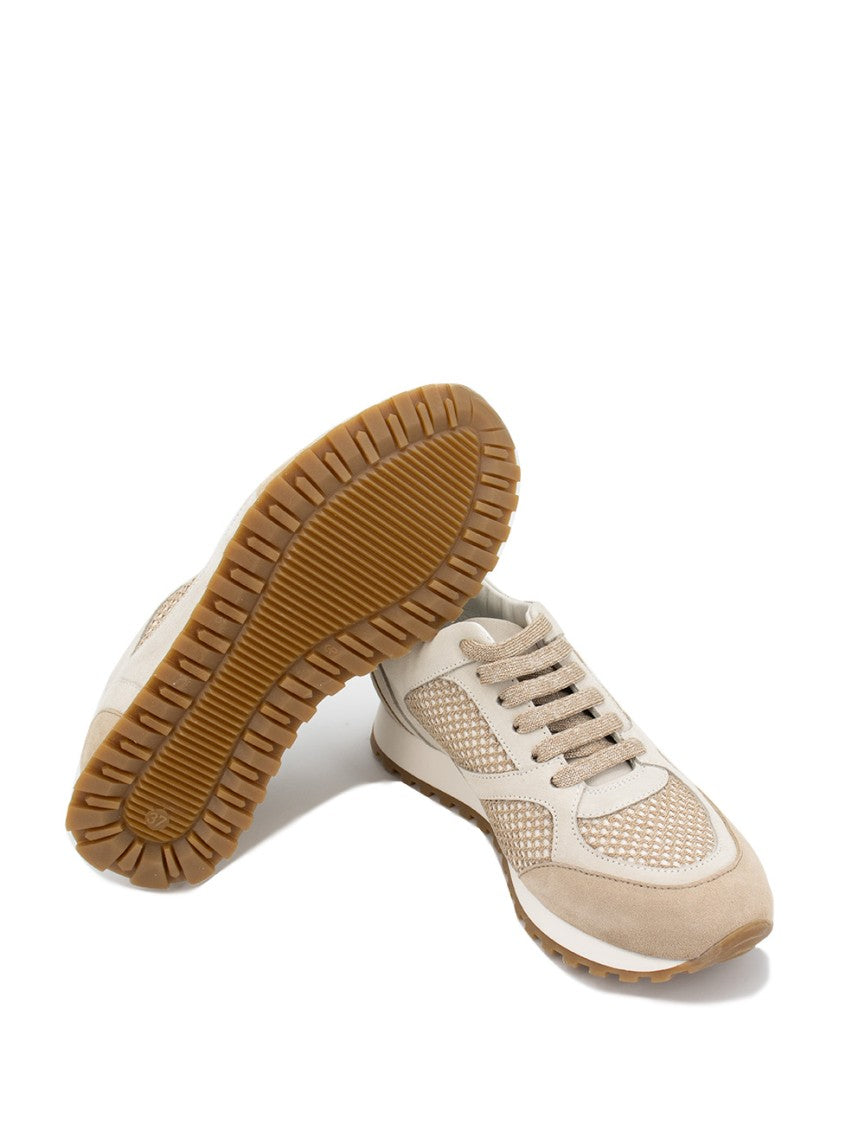 Panicale Contrasting Textures And Elevated Sole Sneakers