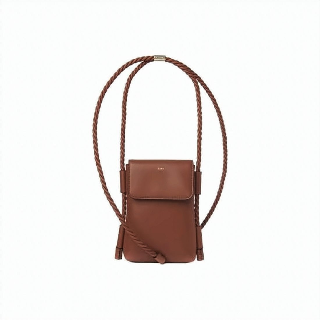 Chloé Rectangular Leather Clutch With Twisted Rope Strap And Sleek Design