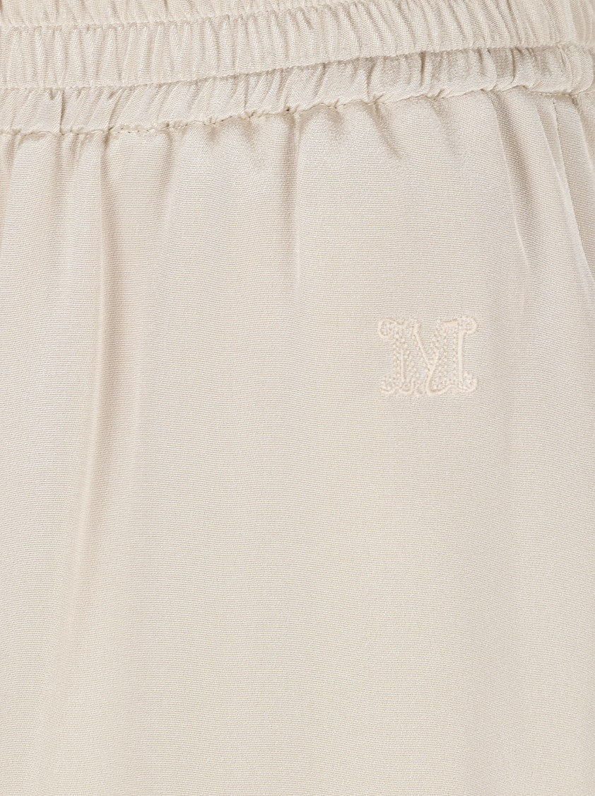 Max Mara Cropped Wide-Leg Trousers In Smooth Silk With Subtle Sheen