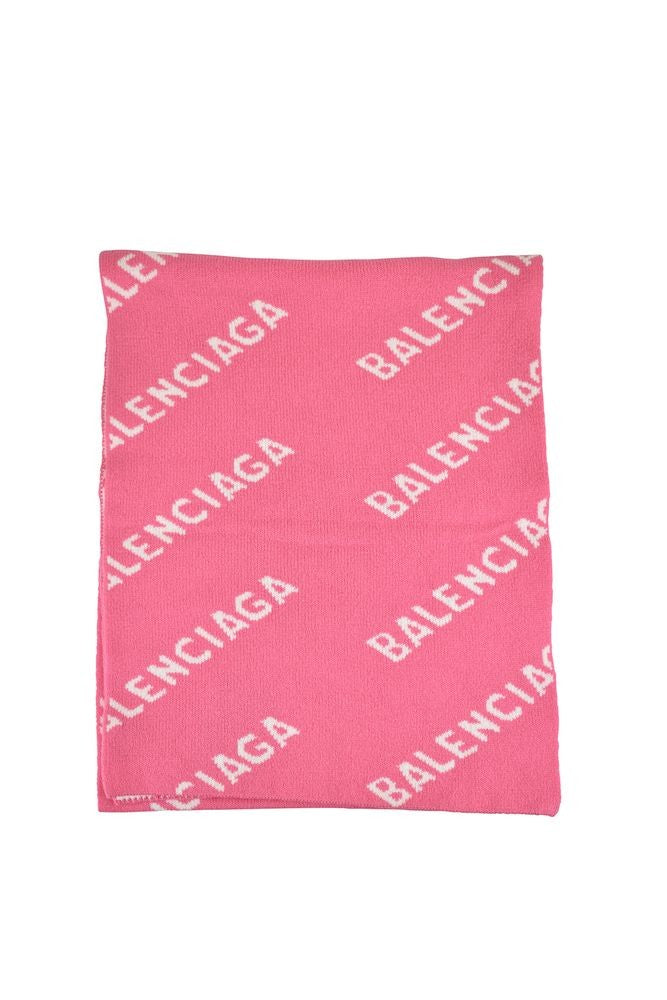 Balenciaga Two-Tone Knitted Wool Scarf With Monogram Detail