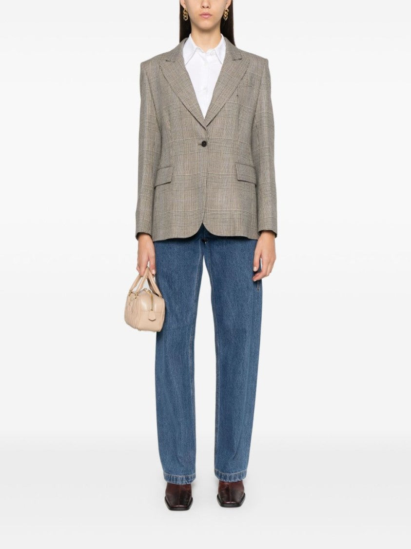 Parosh Fantasia Beige Prince Of Wales Check Blazer