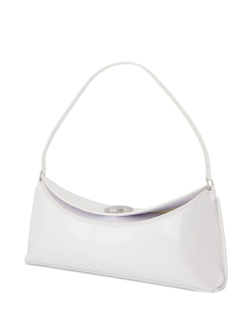 Jacquemus White Curved Patent Leather Button Bag