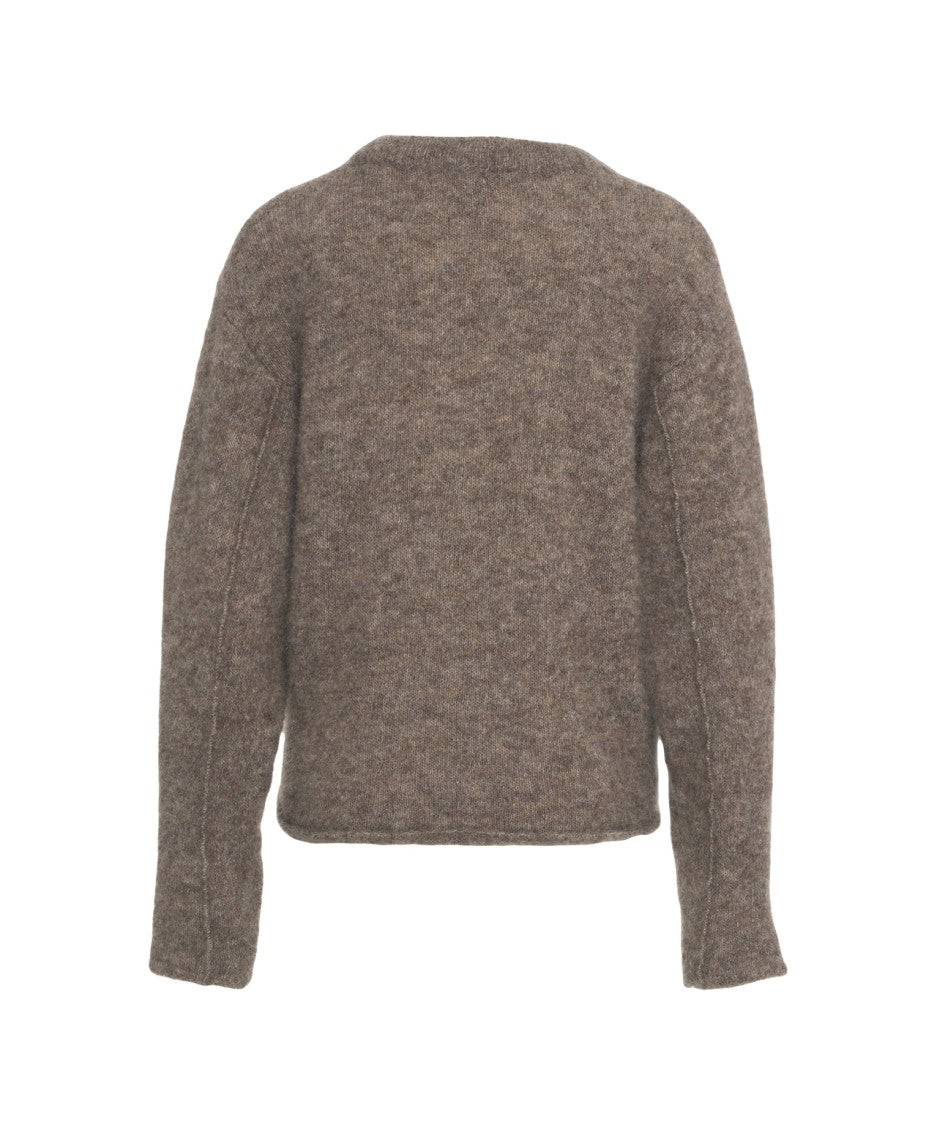 Second Female Textured Knit Sweater With Cropped Silhouette And Round Neckline