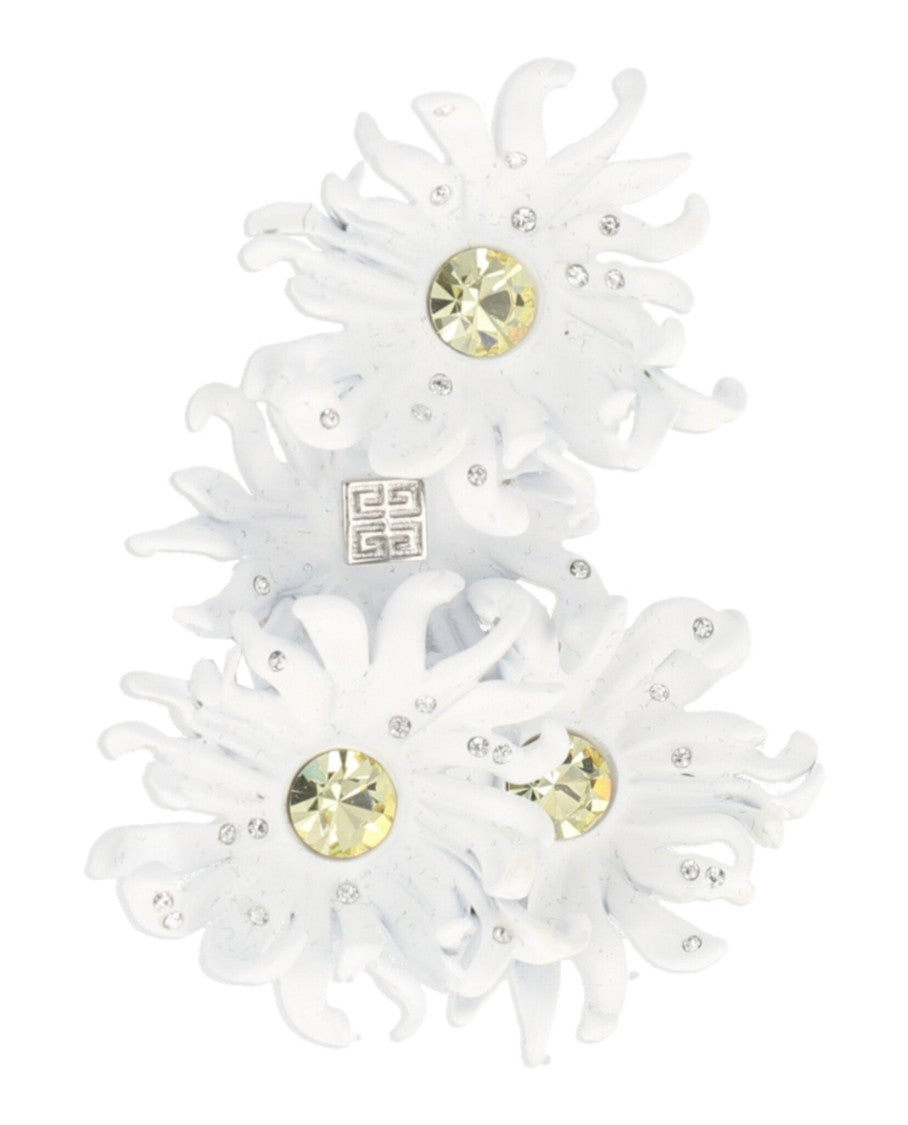Givenchy Daisy Design Clip-On Earring With Crystal Accents