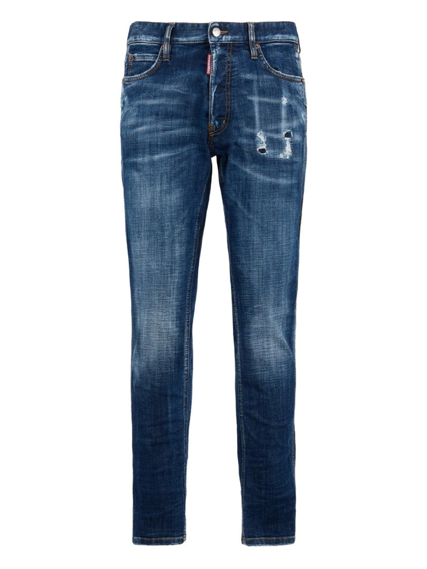 Dsquared2 Slim Tapered Medium Blue Distressed Jeans