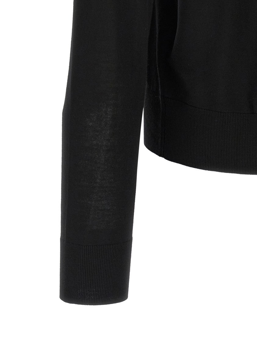 Dsquared2 Lightweight Black Wool Sweater With Tone-On-Tone Logo