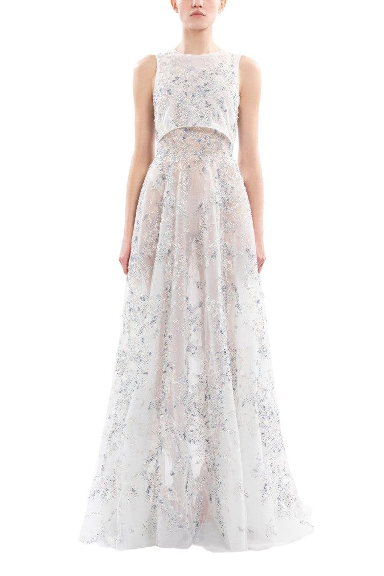 Saiid Kobeisy Intricately Embroidered Off-White Maxi Dress