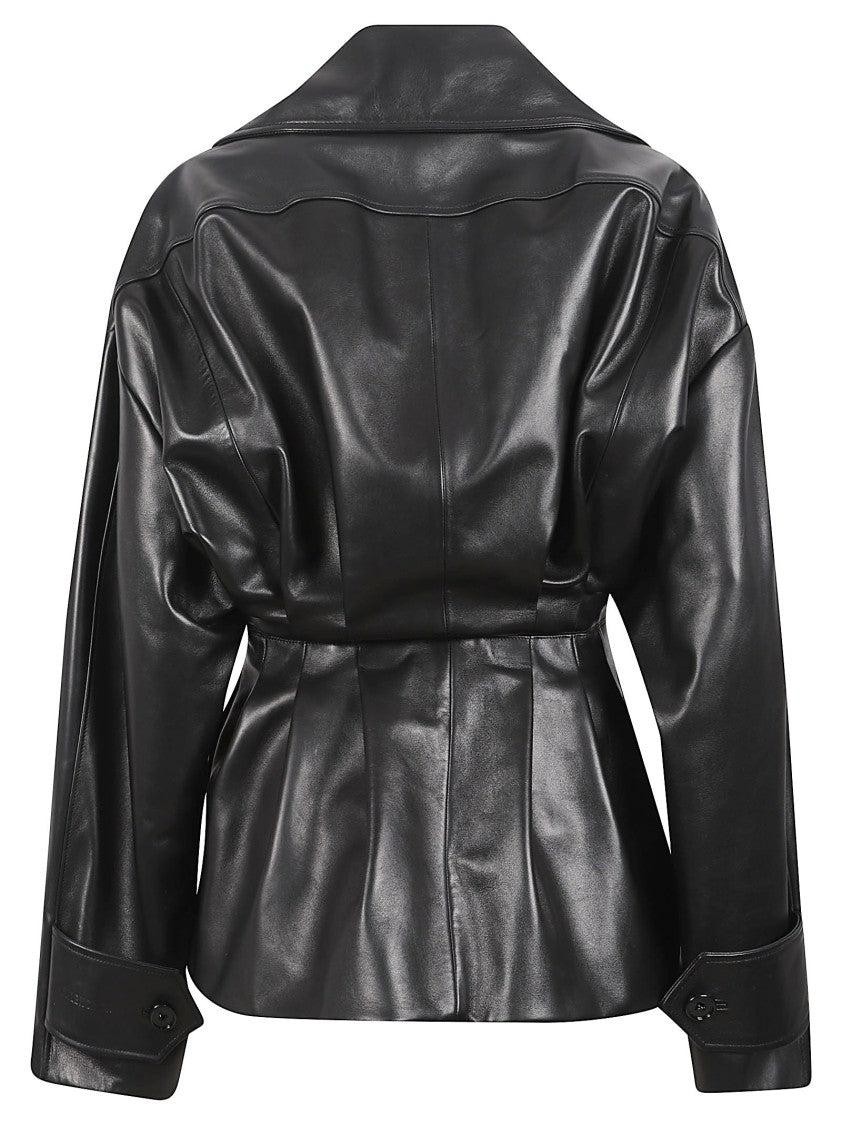 Balenciaga Structured Double-Breasted Lamb Leather Coat