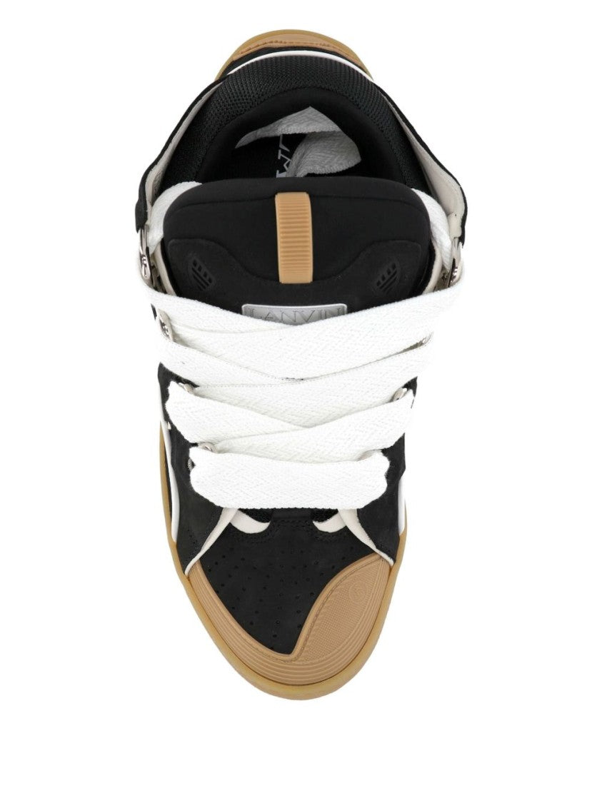 Lanvin Black Wave Detail Perforated Lace Sneakers