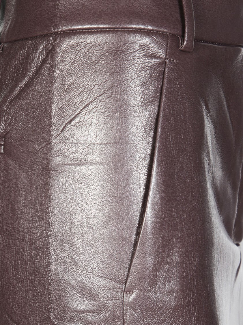 The Andamane Brown Leather-Like Midi Skirt