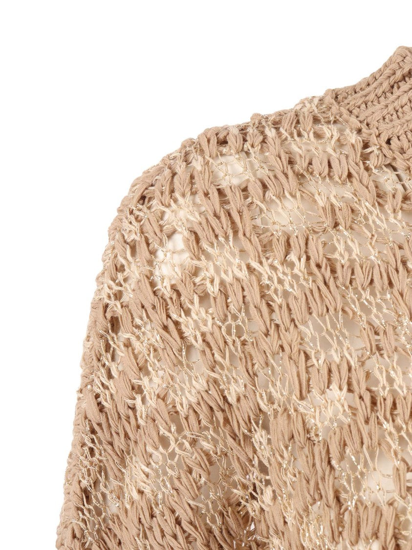 Peserico Textured Open Weave Cropped Sweater