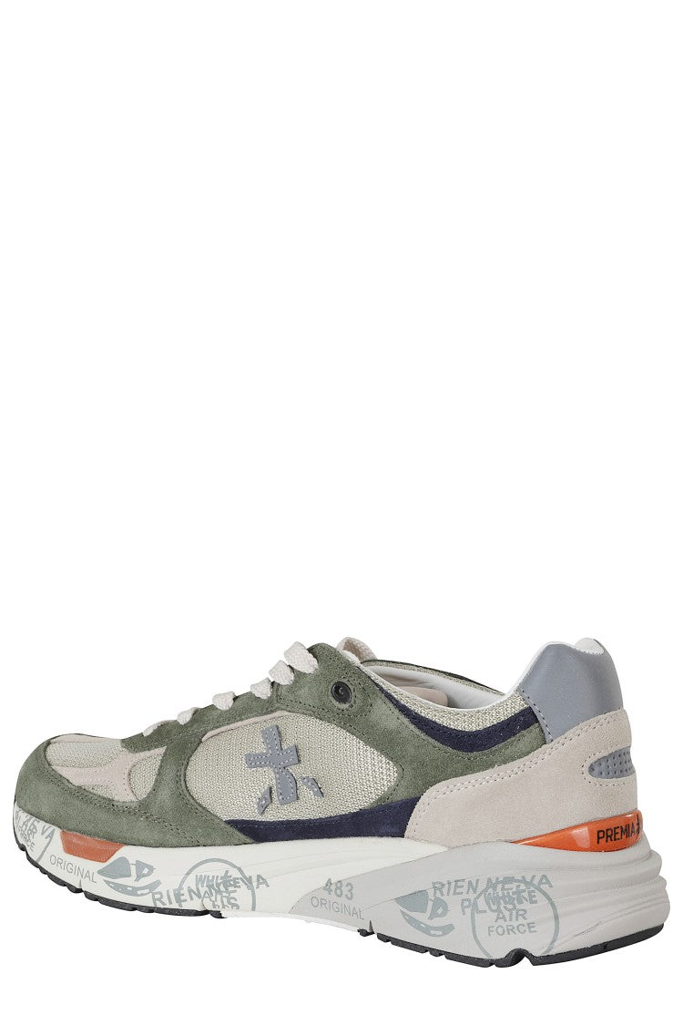 Premiata Gray And White Mase Iconic Side Design Leather Sneakers