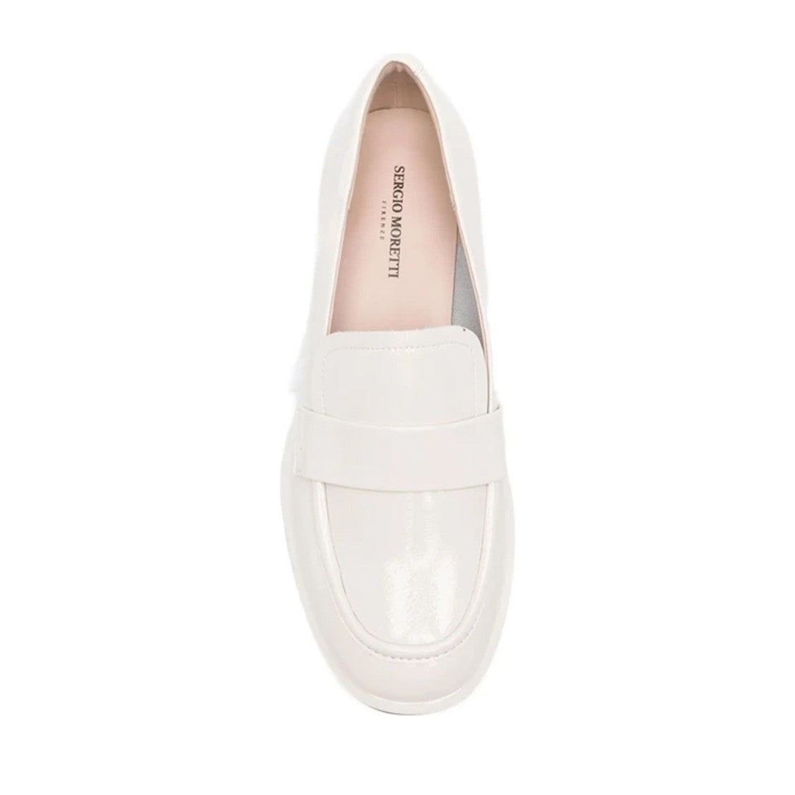 Sergio Moretti Gray Glossy Chunky Heel Patent Leather Loafers