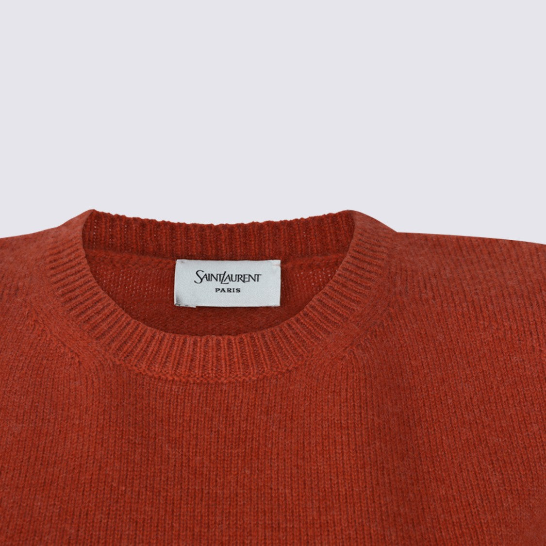Saint Laurent Crew Neck Knit Sweater In Rich Rust Hue