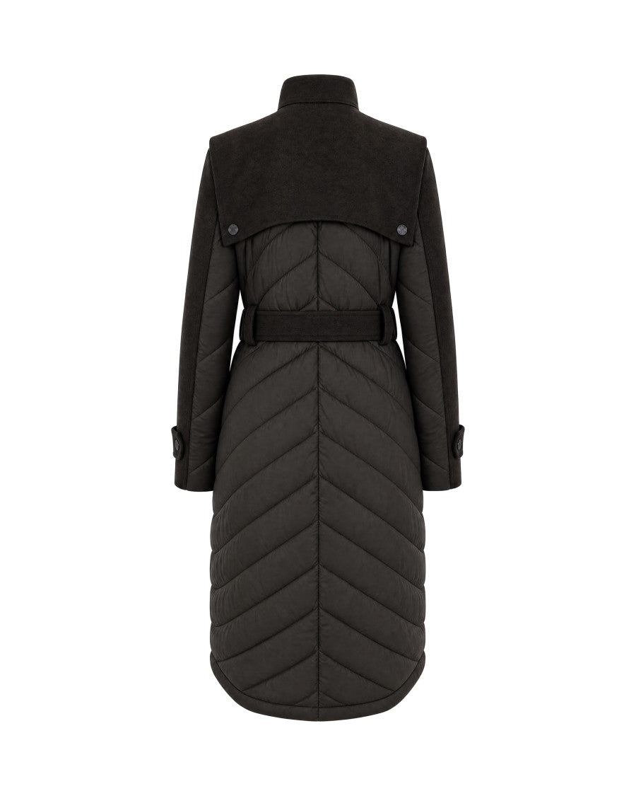 Patrizia Pepe Long Quilted Belted High Collar Padded Down Jacket