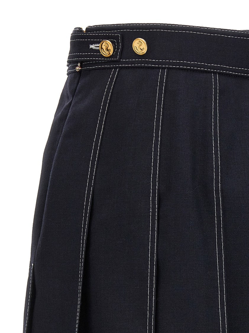 Thom Browne Mini Pleated Skirt With Asymmetrical Hem