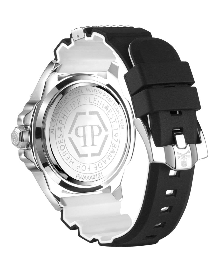 Philipp Plein Bold Black Silicone Watch With Stainless Steel Case