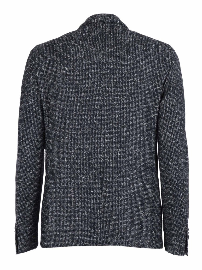Brando-Lubiam Textured Knit Double-Breasted Jacket With Wide Lapels
