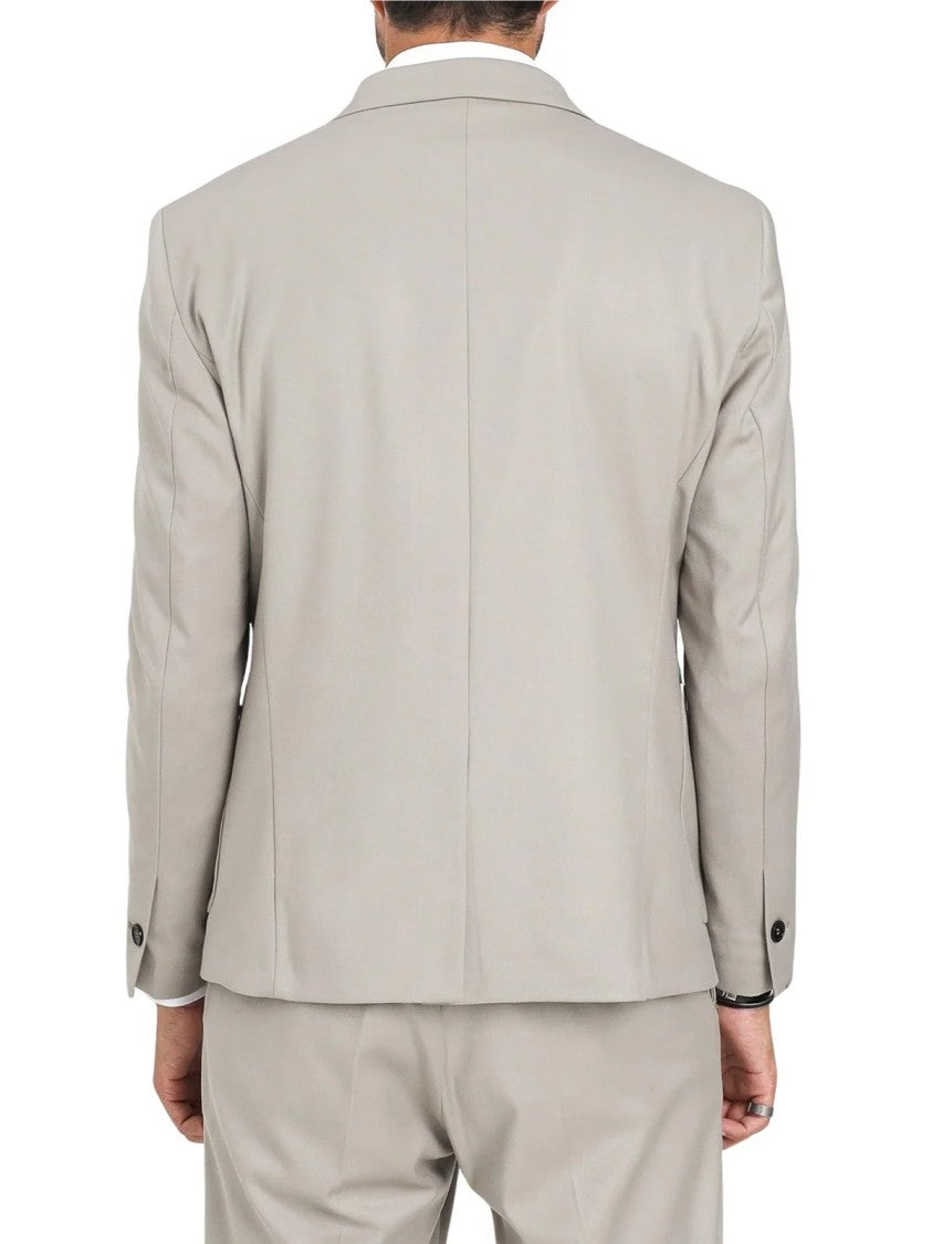 I M Brian Beige Rounded Viscose-Blend Blazer