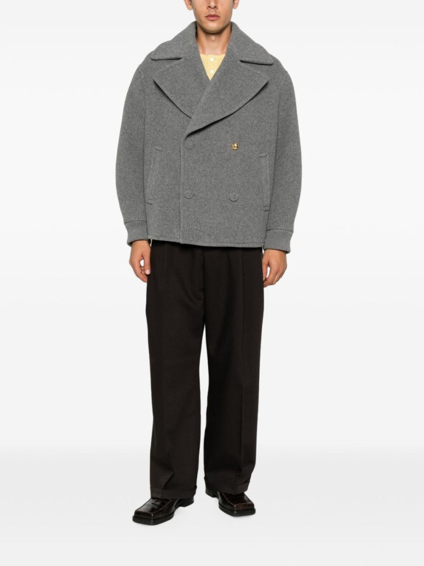 Moschino Ribbed Cuff Double-Breasted Boxy Jacket