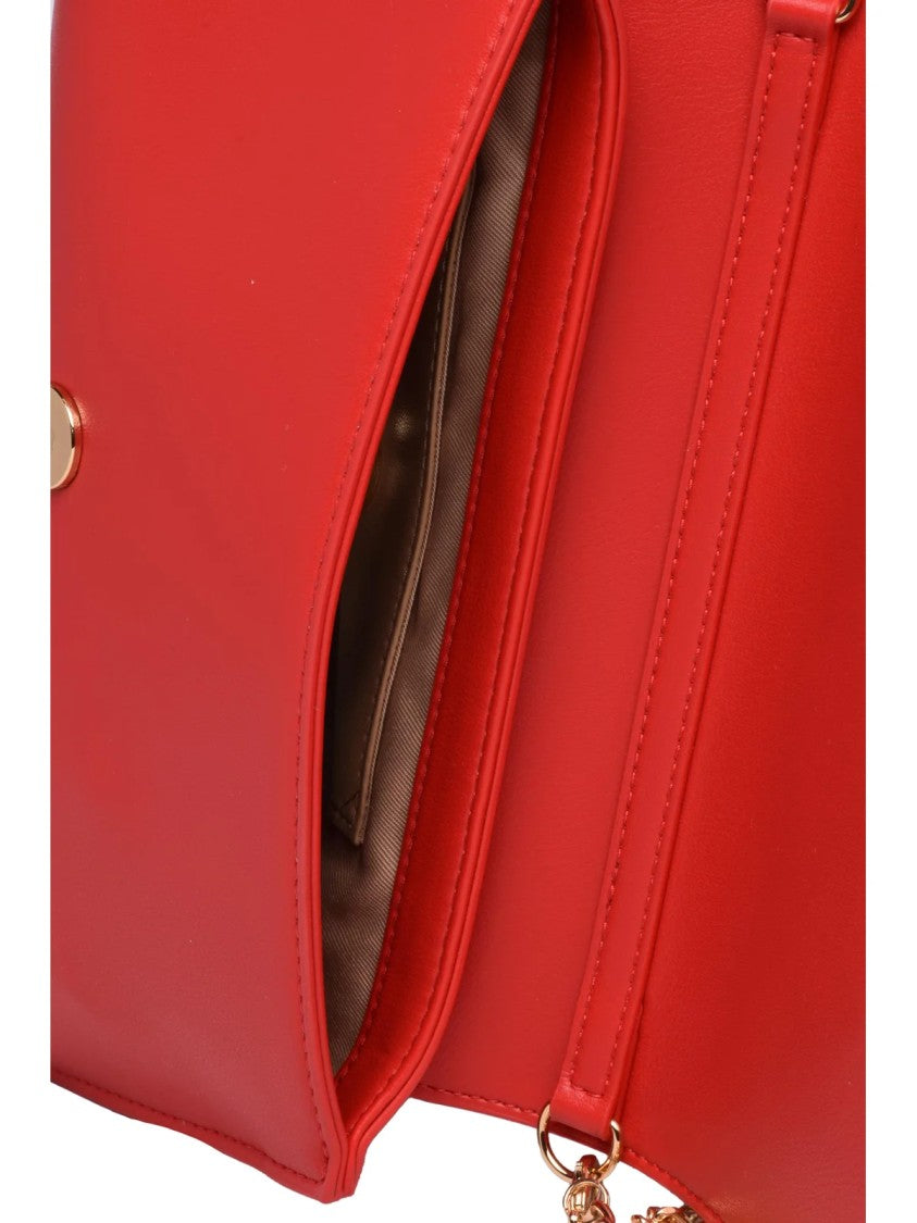 Love Moschino Red Polyurethane Script Crossbody Bag