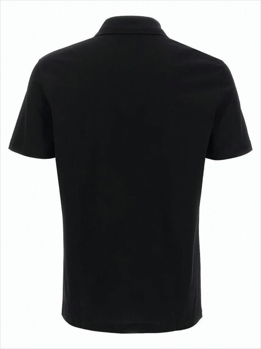 Versace Short-Sleeve Polo Shirt With Gold Embroidered Emblem