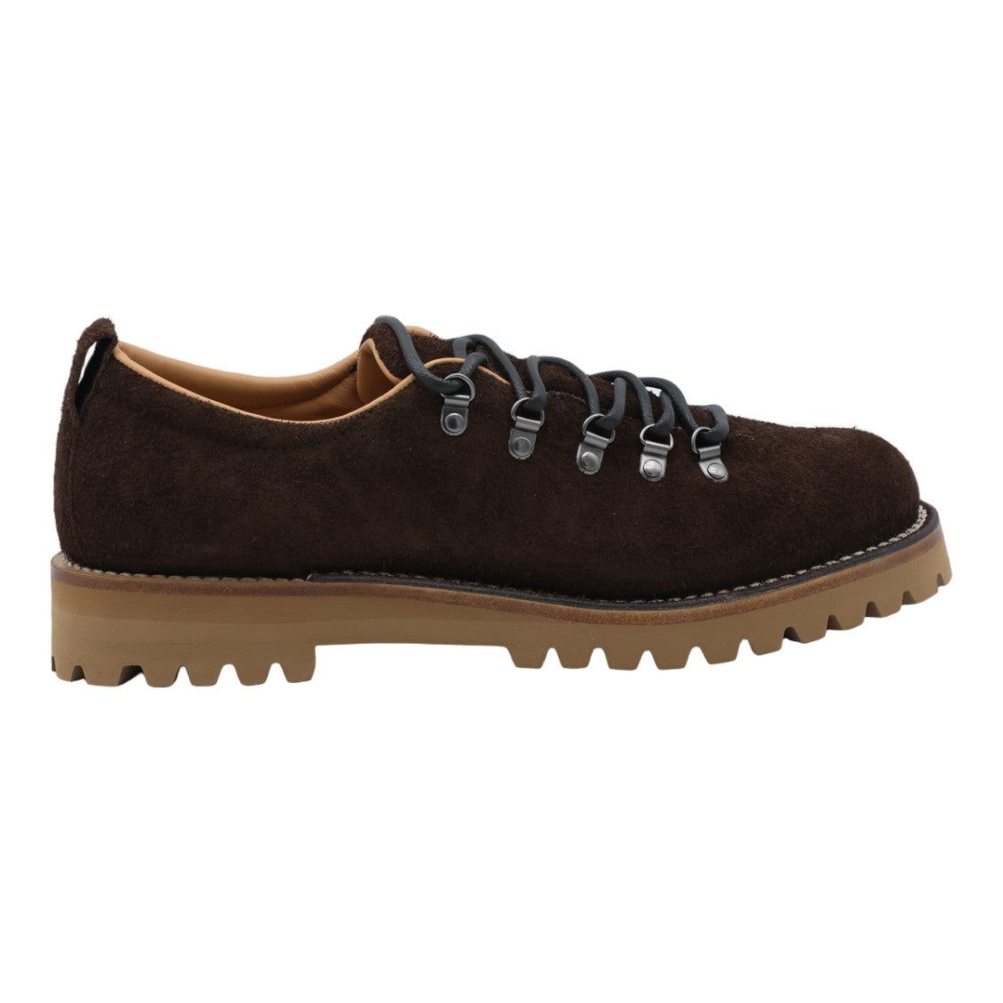 Church's Dark Brown Suede Lace-Up Flat Shoes With Rugged Sole