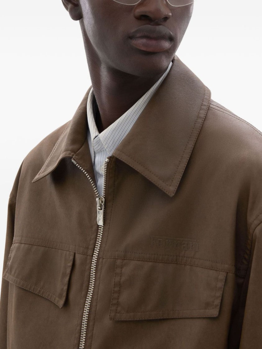 Ferrari Brown Cotton Flap Pocket Bomber Jacket