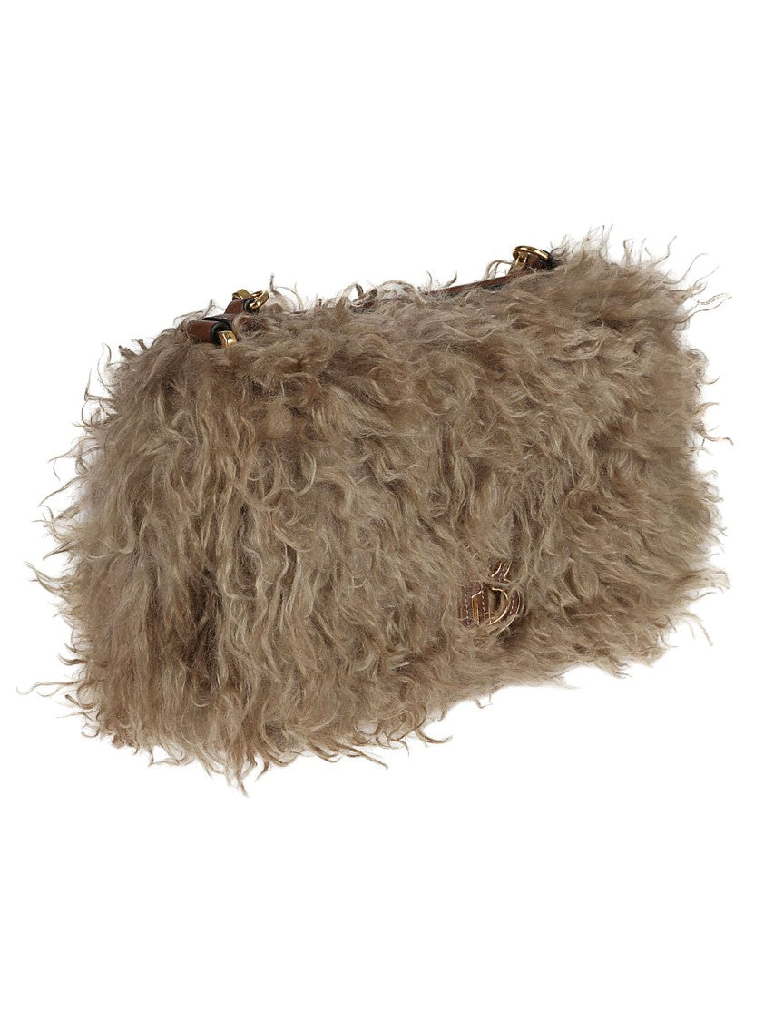 Burberry Textured Brown Mohair Blend Bag